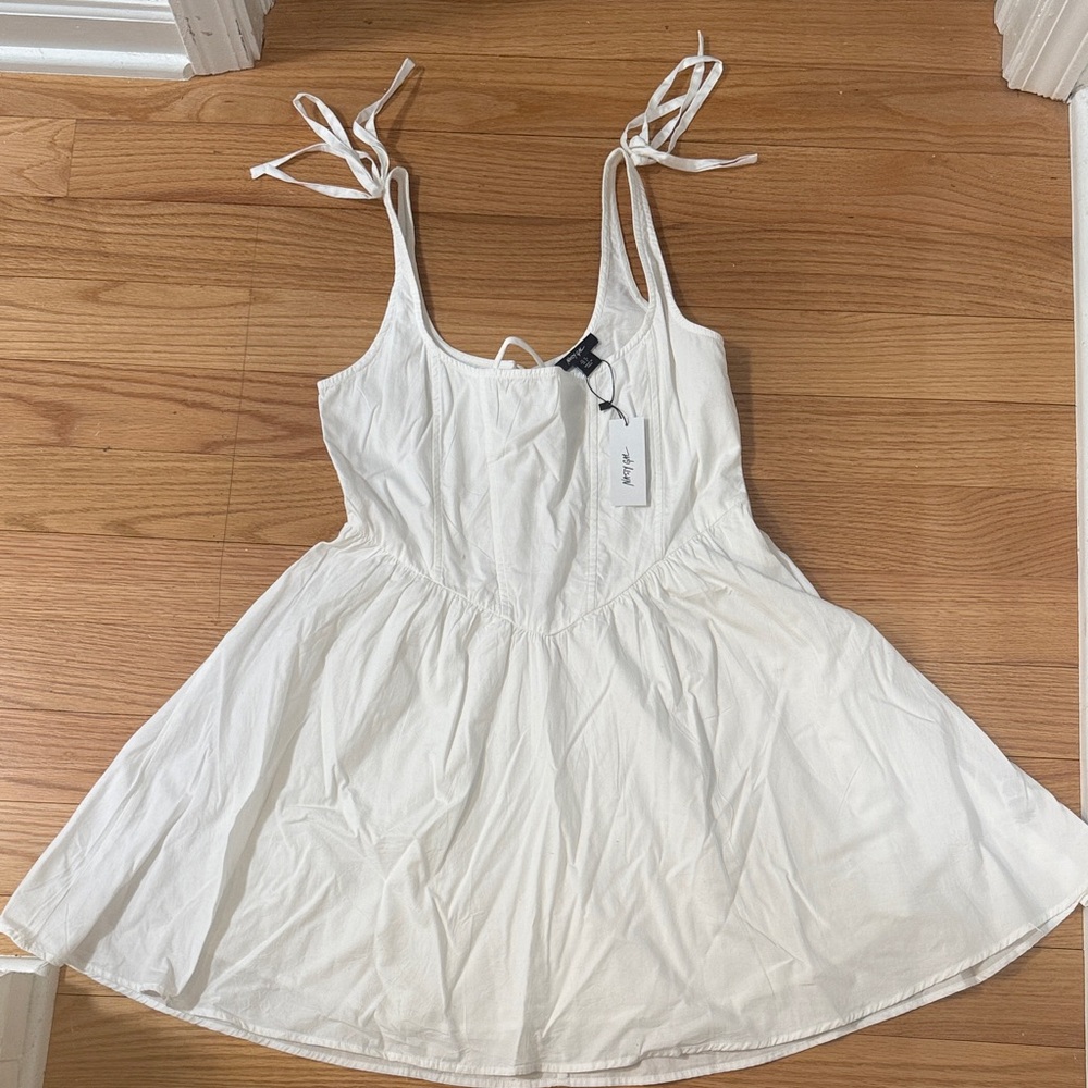NASTY GAL Lace-Up corset white Sundress